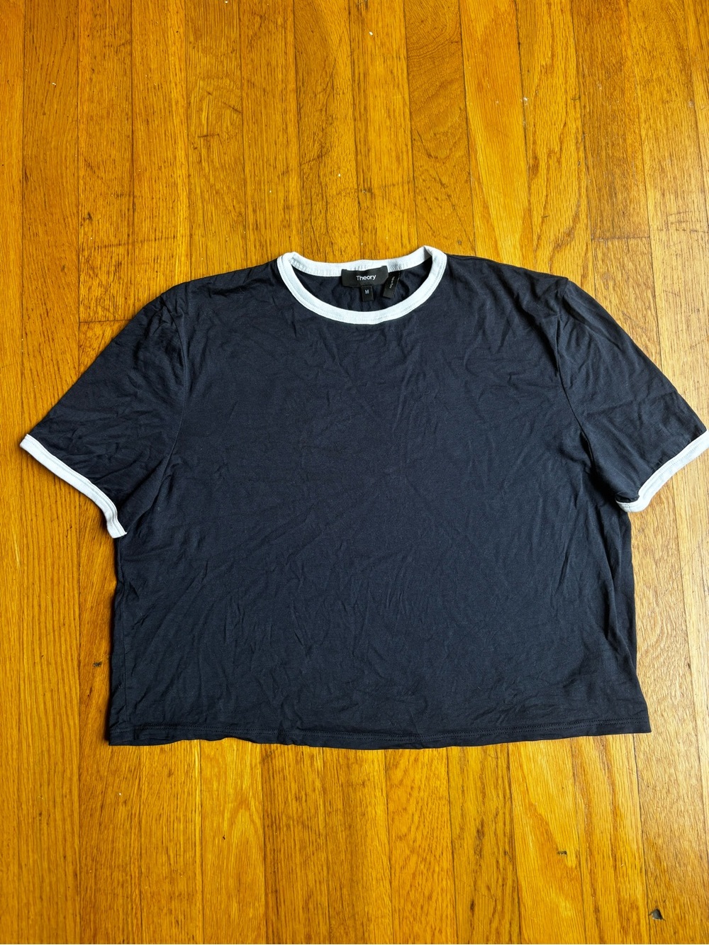 Theory Navy Blue Ringer Tee with White Trim